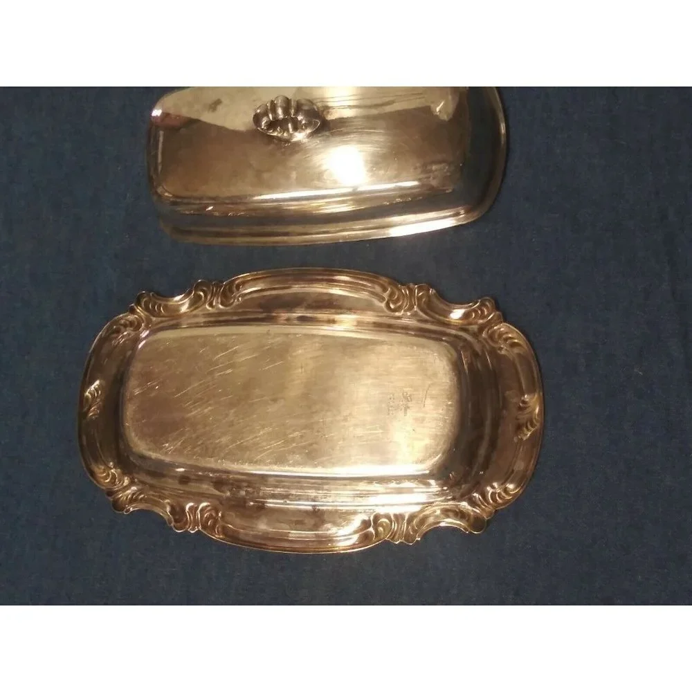 Vintage Gorham Butter Dish Silver plated quarter lb Scroll pattern YC1760 EUC